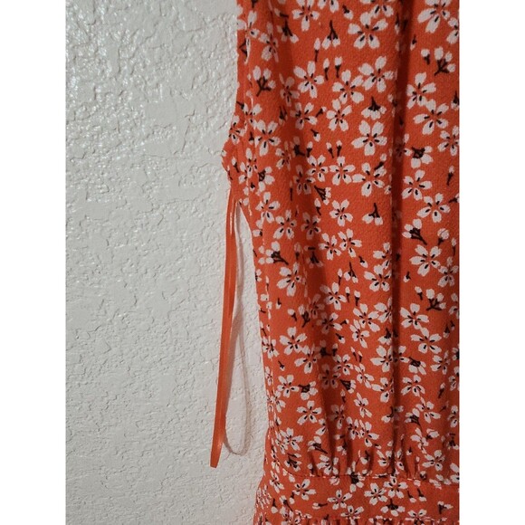 CeCe Wrap Dress Womens Extra Small XS Tie Floral Spring Ruffle Bay Coral - Picture 3 of 10